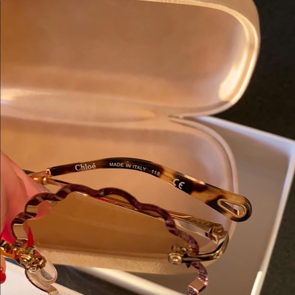Chloe Scalloped Sunglasses in Gold and Brown main image 5